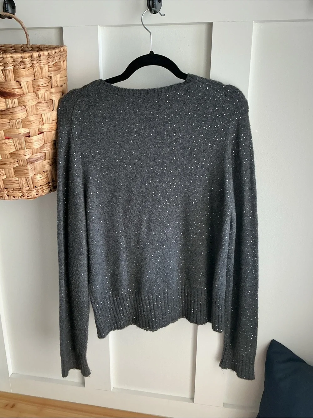 J. Crew Dark Charcoal Sparkle Crewneck Sweater